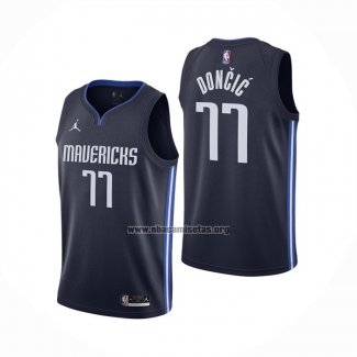 Camiseta Doncic Mavericks Luka Doncic NO 77 Statement 2020 Azul