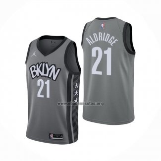 Camiseta Brooklyn Nets Lamarcus Aldridge NO 21 Statement 2021 Gris