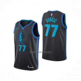 Camiseta Dallas Mavericks Luka Doncic NO 77 Ciudad 2018-19 Azul