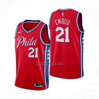 Camiseta Philadelphia 76ers Joel Embiid NO 21 Statement Rojo