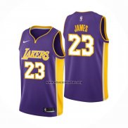 Camiseta Los Angeles Lakers Lebron James NO 23 Statement 2018 Violeta