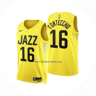 Camiseta Utah Jazz Simone Fontecchio NO 16 Icon 2022-23 Amarillo