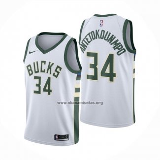 Camiseta Milwaukee Bucks Giannis Antetokounmpo NO 34 Association Blanco