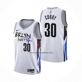 Camiseta Brooklyn Nets Seth Curry NO 30 Ciudad 2022-23 Blanco