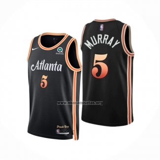 Camiseta Atlanta Hawks Dejounte Murray NO 5 Ciudad 2022-23 Negro