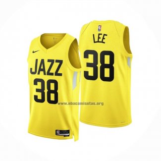 Camiseta Utah Jazz Saben Lee NO 38 Icon 2022-23 Amarillo