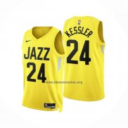 Camiseta Utah Jazz Walker Kessler NO 24 Icon 2022-23 Amarillo