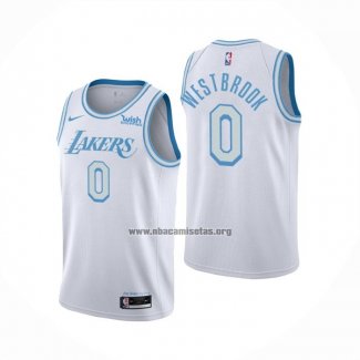 Camiseta Los Angeles Lakers Russell Westbrook NO 0 Ciudad 2020-21 Blanco