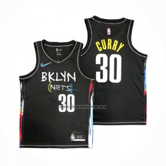 Camiseta Brooklyn Nets Seth Curry NO 30 Ciudad 2020-21 Negro