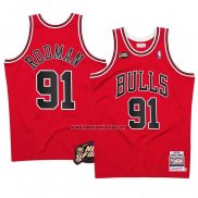 Camiseta Chicago Bulls Dennis Rodman NO 91 Mitchell & Ness 1997-98 NBA Finals Rojo