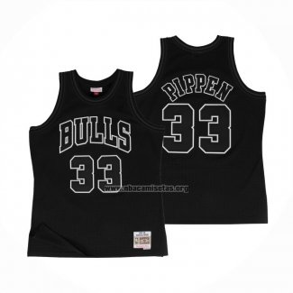 Camiseta Chicago Bulls Scottie Pippen NO 33 Hardwood Classics Throwback White Logo Negro